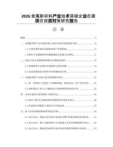 2026金屬新材料產業技術突破企業在建項目投資對策研究報告