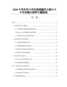 2026中国智能中医脉诊设备算法优化与中西医结合诊疗价值论证