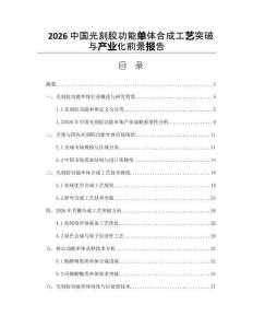 2026中國光刻膠功能單體合成工藝突破與產業化前景報告