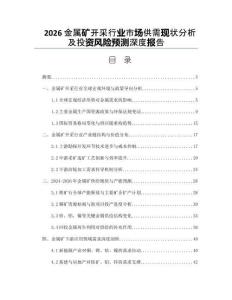 2026金屬礦開采行業市場供需現狀分析及投資風險預測深度報告