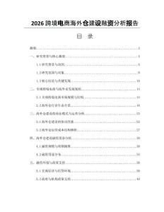 2026跨境电商海外仓建设融资分析报告