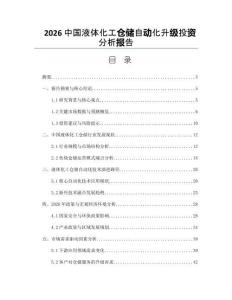 2026中國液體化工倉儲自動化升級投資分析報告