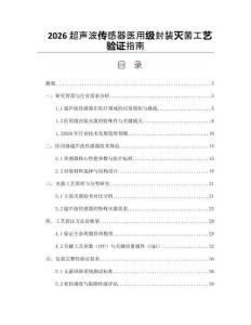 2026超聲波傳感器醫用級封裝滅菌工藝驗證指南