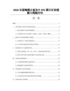 2026低壓電纜企業海外EPC項目配套經驗與風險控制