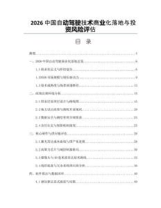 2026中国自动驾驶技术商业化落地与投资风险评估