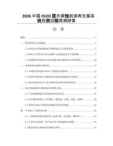 2026中国OLED显示屏蚀刻液再生膜系统投资回报周期计算
