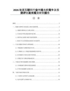2026能源互联网行业市场当前竞争及投资评估发展规划研究报告
