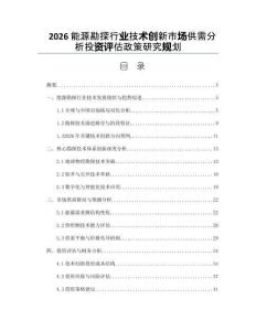 2026能源勘探行业技术创新市场供需分析投资评估政策研究规划