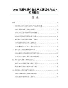 2026低壓電纜行業生產工藝優化與成本控制報告