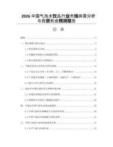 2026中國氣泡水飲品行業市場供需分析與投資機會預測報告