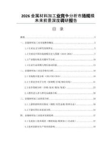 2026金屬材料加工業(yè)競爭分析市場規(guī)模未來前景深度調(diào)研報告