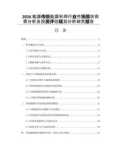 2026能源傳統能源利用行業市場現狀供需分析及投資評估規劃分析研究報告