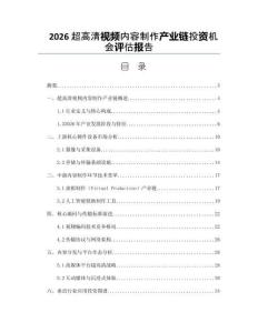 2026超高清視頻內容制作產業鏈投資機會評估報告
