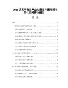 2026鈉離子電池產業化進度與細分領域替代空間評估報告