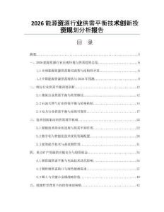 2026能源資源行業(yè)供需平衡技術(shù)創(chuàng)新投資規(guī)劃分析報告