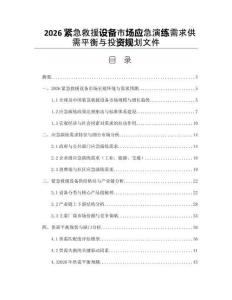 2026緊急救援設備市場應急演練需求供需平衡與投資規劃文件