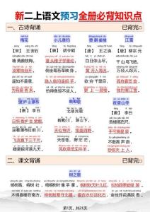 26新二上語(yǔ)文暑假預(yù)習(xí)全冊(cè)必背知識(shí)點(diǎn)