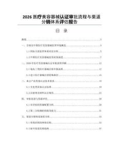 2026醫(yī)療美容器械認(rèn)證審批流程與渠道分銷(xiāo)體系評(píng)估報(bào)告