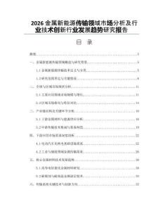 2026金屬新能源傳輸領域市場分析及行業技術創新行業發展趨勢研究報告