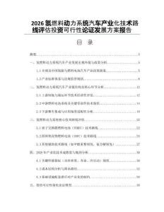 2026氫燃料動力系統汽車產業化技術路線評估投資可行性論證發展方案報告