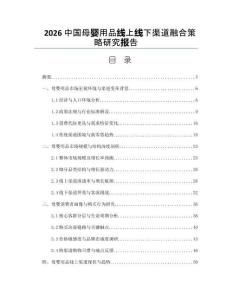 2026中國母嬰用品線上線下渠道融合策略研究報告