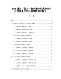 2026進出口貿易行業市場分析競爭分析技術應用政策引導風險評估報告
