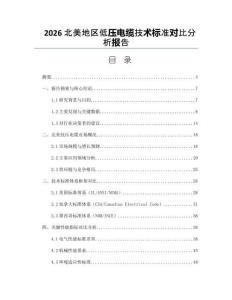 2026北美地區低壓電纜技術標準對比分析報告