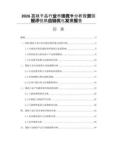 2026荔枝干品行業(yè)市場(chǎng)競(jìng)爭(zhēng)分析投資回報(bào)評(píng)估供應(yīng)鏈優(yōu)化發(fā)展報(bào)告