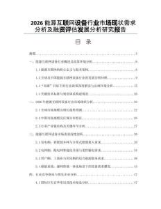 2026能源互聯網設備行業市場現狀需求分析及融資評估發展分析研究報告