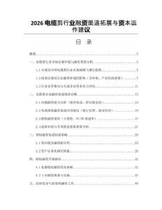 2026電纜剪行業(yè)融資渠道拓展與資本運作建議