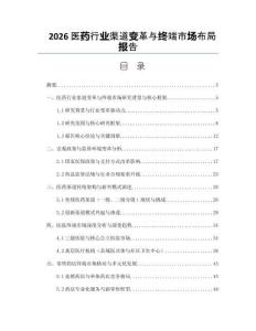 2026醫(yī)藥行業(yè)渠道變革與終端市場布局報告