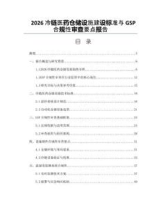 2026冷鏈醫藥倉儲設施建設標準與GSP合規性審查要點報告