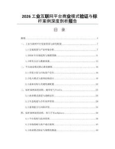 2026工業(yè)互聯(lián)網(wǎng)平臺商業(yè)模式驗證與標桿案例深度剖析報告