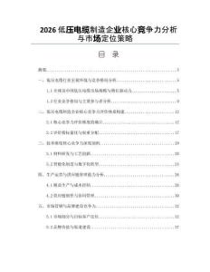 2026低壓電纜制造企業(yè)核心競(jìng)爭(zhēng)力分析與市場(chǎng)定位策略