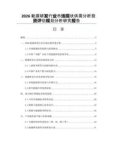 2026能源研發(fā)行業(yè)市場現(xiàn)狀供需分析投資評估規(guī)劃分析研究報告