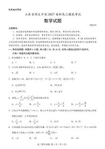 山東頂尖計(jì)劃2027屆新高三上學(xué)期摸底考試數(shù)學(xué)練習(xí)卷+答案