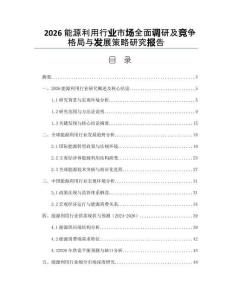 2026能源利用行業(yè)市場全面調(diào)研及競爭格局與發(fā)展策略研究報告