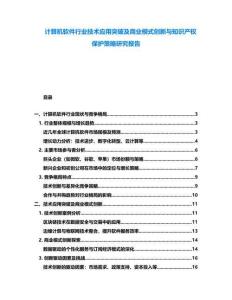 計算機軟件行業技術應用突破及商業模式創新與知識產權保護策略研究報告