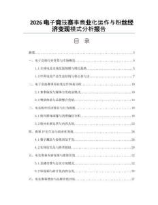2026電子競技賽事商業(yè)化運(yùn)作與粉絲經(jīng)濟(jì)變現(xiàn)模式分析報(bào)告
