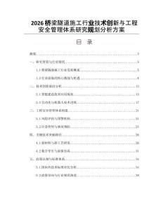 2026桥梁隧道施工行业技术创新与工程安全管理体系研究规划分析方案