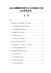 2026金属新材料研发与传统制造业转型升级研究报告