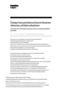 德勤 -民眾對數據隱私與安全的擔憂持續加劇，信任度卻不斷走低 Data privacy and security worries are on the rise while trust is down