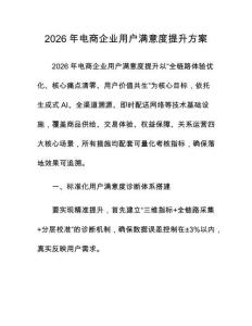 2026年电商企业用户满意度提升方案