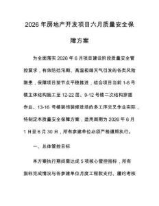 2026年房地产开发项目六月质量安全保障方案