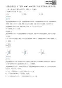 精品解析：安徽省蚌埠市龍子湖區2024-2025學年蘇教版六年級下學期期末數學試題（解析版）