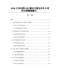 2026生物医药CRO领域市场渗透率与增长空间预测报告