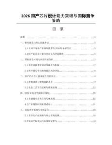 2026國產芯片設計能力突破與國際競爭策略