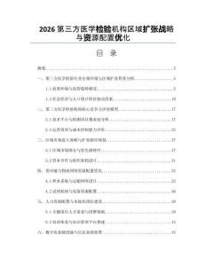 2026第三方醫學檢驗機構區域擴張戰略與資源配置優化