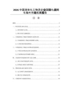 2026中国液体化工物流企业国际化战略与海外市场拓展报告