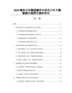 2026電解水制氫設備降本路徑分析與綠氫項目經濟性測算模型